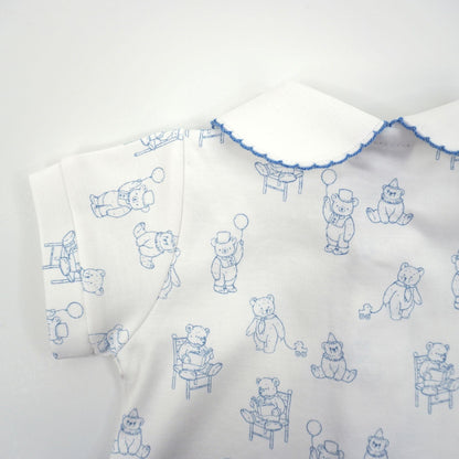 Teddy Bear Pima Cotton Baby Romper with Peter Pan Collar