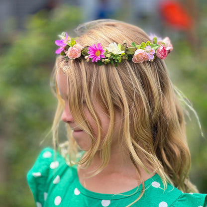 Multi Color Flower Head Crown - Adult & Child Options