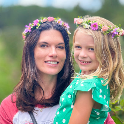 Multi Color Flower Head Crown - Adult & Child Options