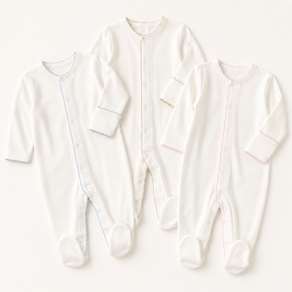 White Pima Cotton Baby Footie