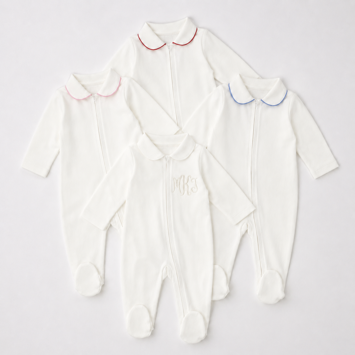 White Pima Cotton Peter Pan Collar Footie
