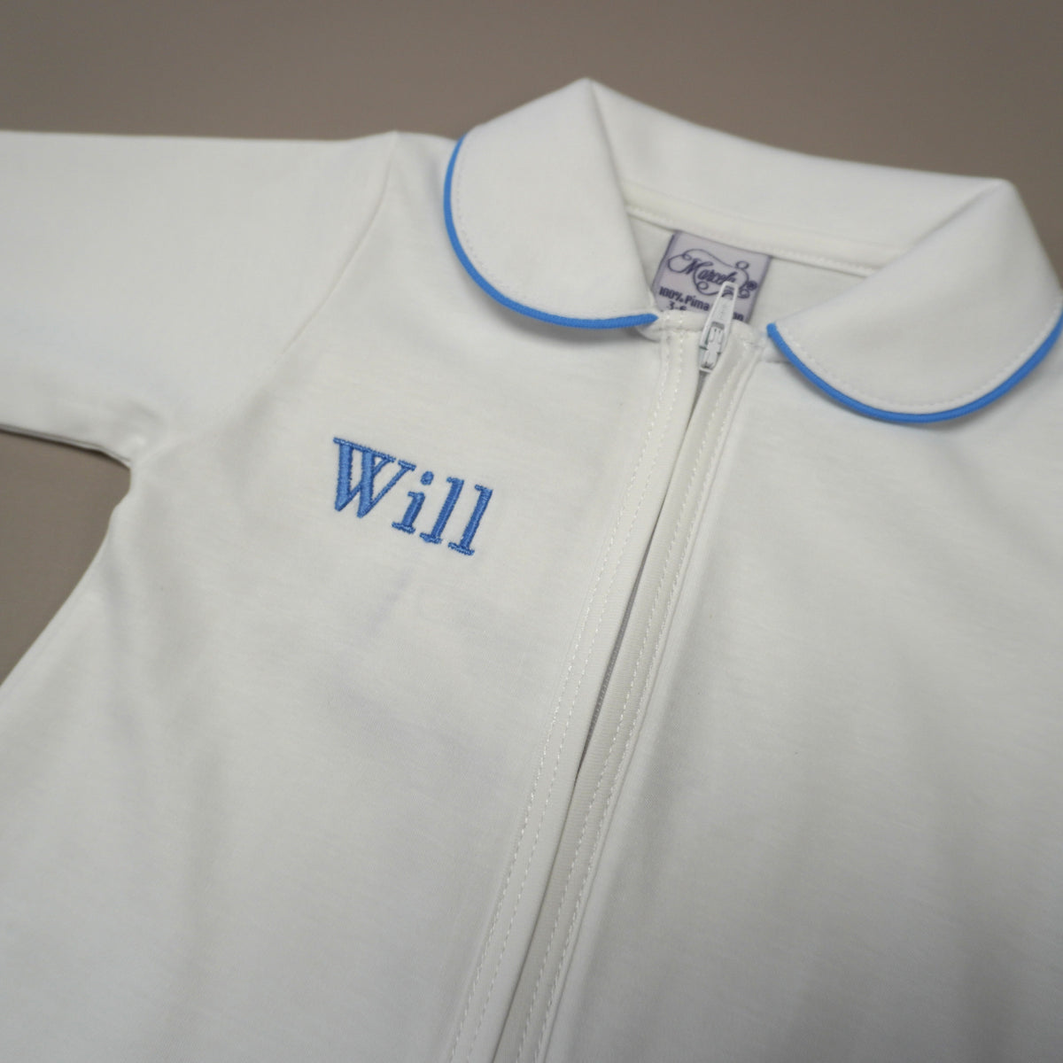 White Pima Cotton Peter Pan Collar Footie