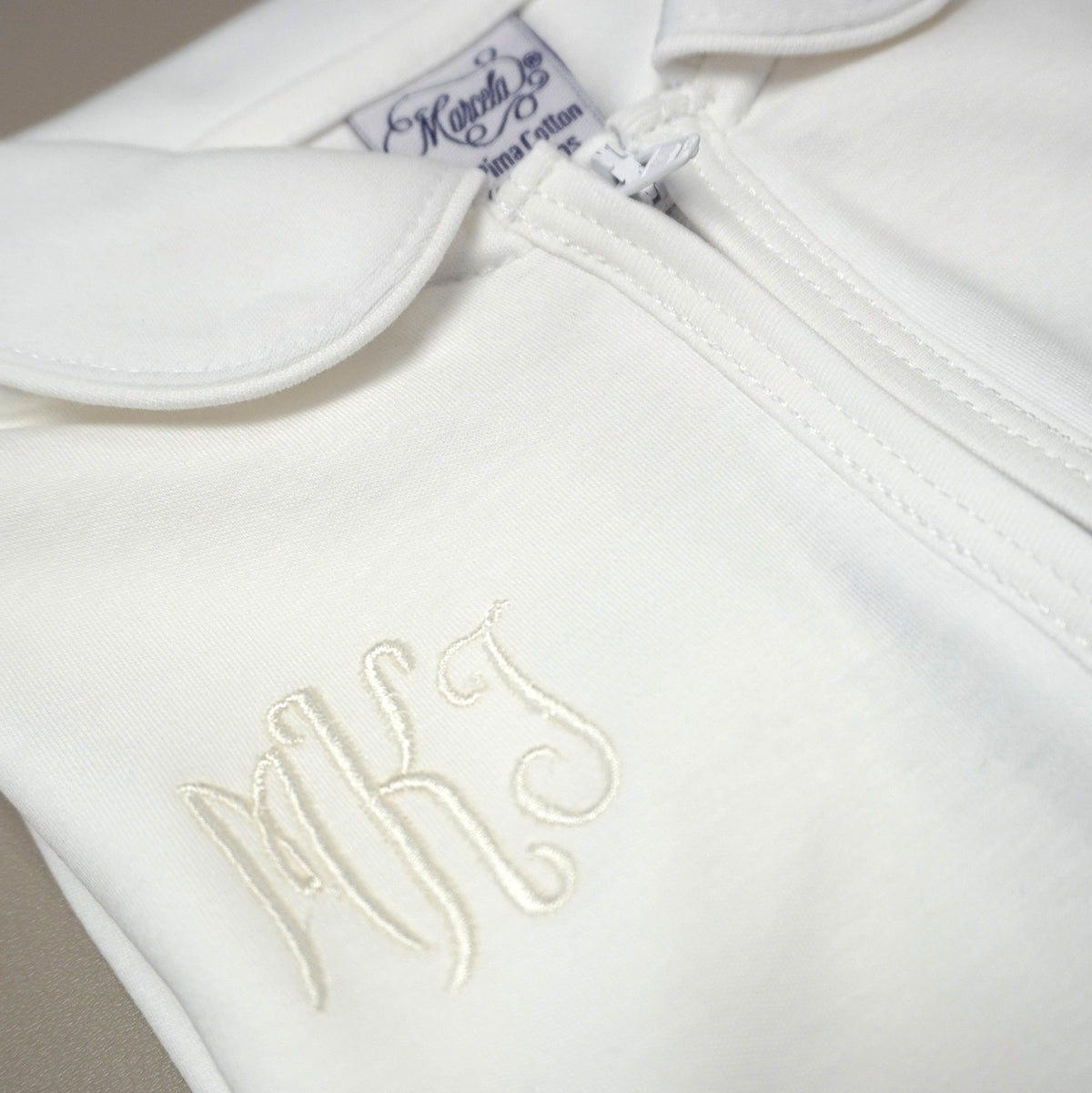 White Pima Cotton Peter Pan Collar Footie