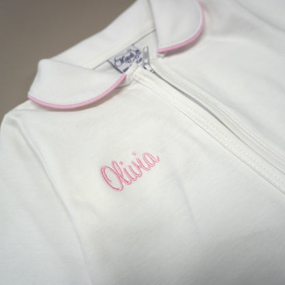 White Pima Cotton Peter Pan Collar Footie