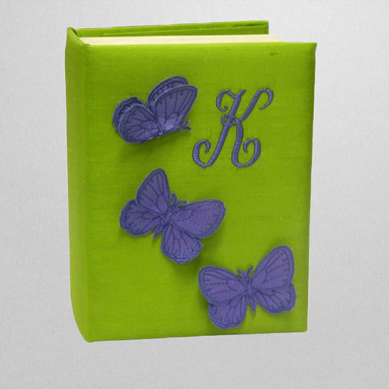 Small Hardbound Photo Album in Silk with Butterfly Appliques - MARCELA