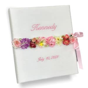 Baby Memory Book In Silk With Flower Garland