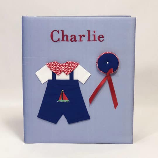 Baby-Memory-Book-KBRE-24B-Blue-Bodoni-Red-Thread