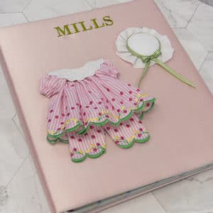 Baby Memory Book In Silk With Pinafore Dress