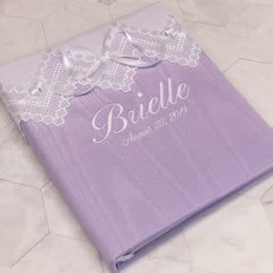 Baby-Memory-Book-KBRE-37B-Lilac-Moire-Ballantines-White-Thread