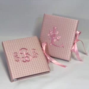 Baby-Memory-Book-KBRE-46-Pink-Upright-Antique-Rose-Baby-Pink-Thread