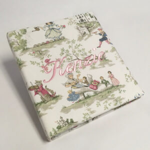 Baby-Memory-Book-KBRE-BG-Multicolored-Toile-Ballantines-Font-Baby-Pink-Thread-alt
