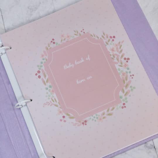Baby-Memory-Book-KBRE-EM-Lilac-Moire-Ballantines-Baby-Pink-Thread-inside