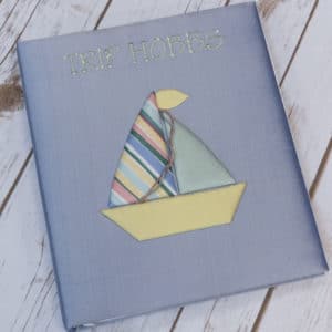 Baby Memory Book In Silk With Pastel Sailboats