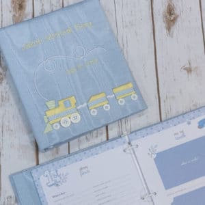 Baby Memory Book In Moiré With Choo Choo Train