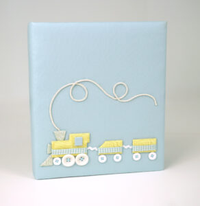 Baby Memory Book in Piqué Cotton with Choo Choo Train