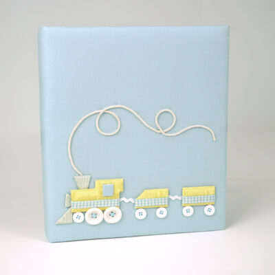 Baby Memory Book in Piqué Cotton with Choo Choo Train