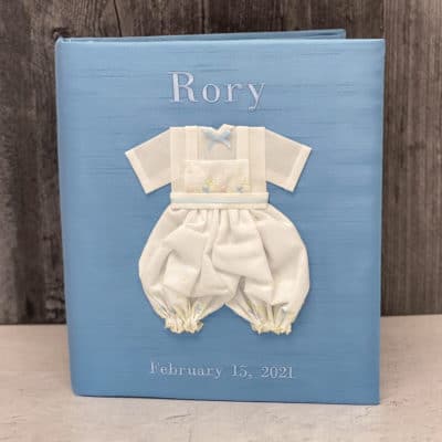 Baby Memory Book In Shantung With Swiss Batiste Knickers With Flowers