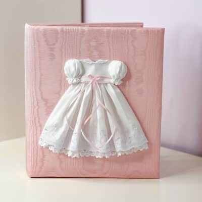 Baby Memory Book In Moiré With Swiss Batiste Dress