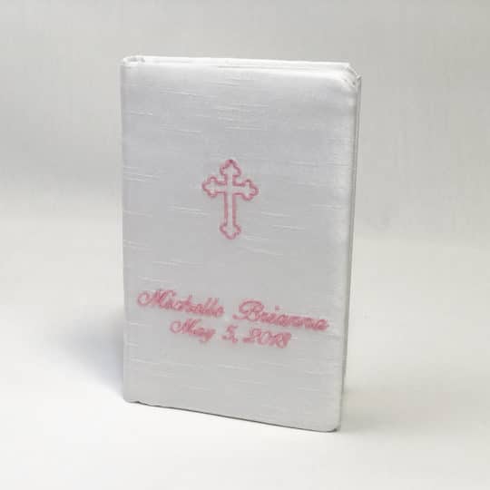 Children’s Bible In Shantung With Pink Cross