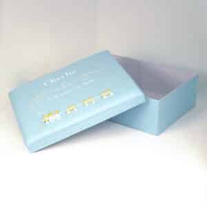 Large Baby Keepsake Box in Piqué Cotton with Choo Choo Train