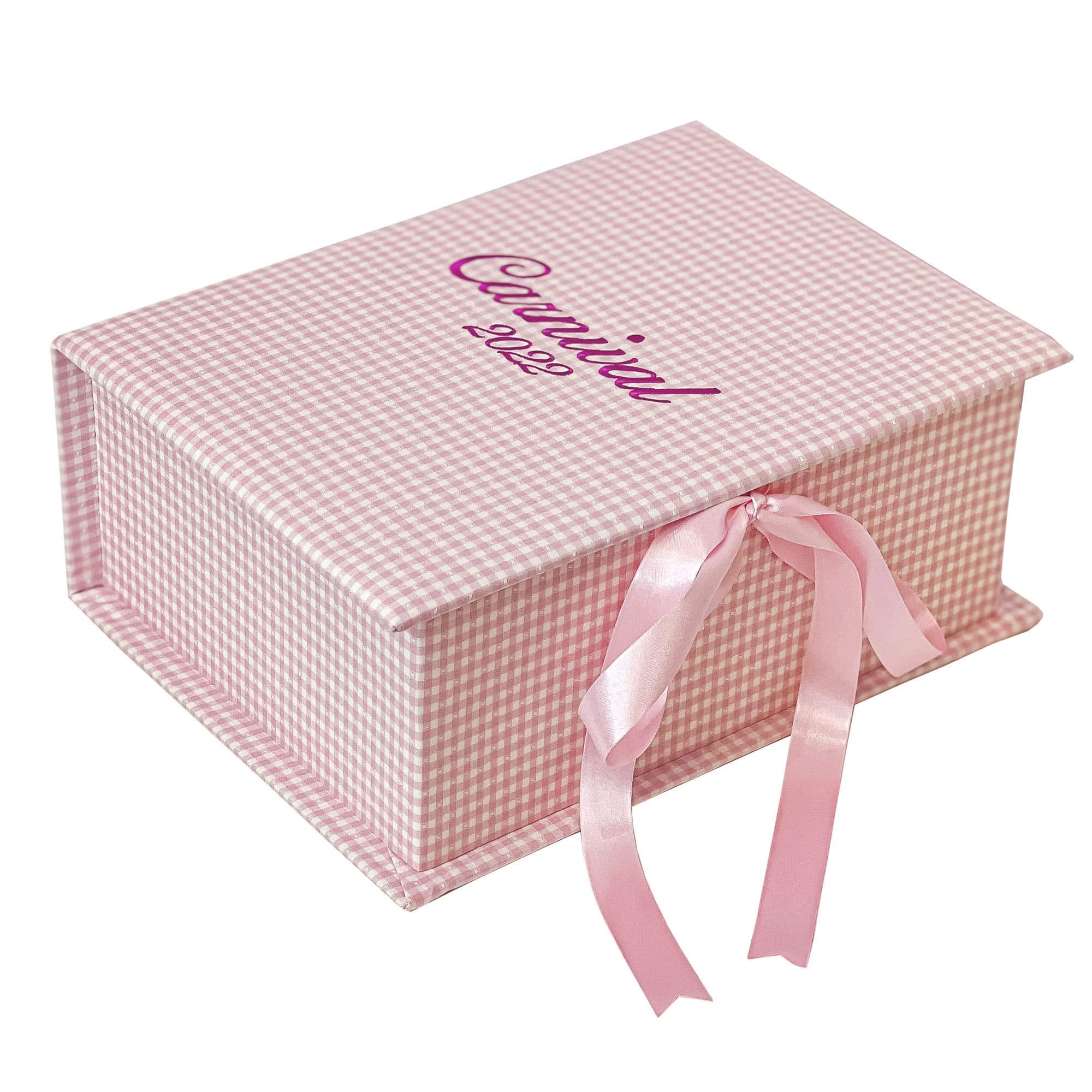 Medium Baby Keepsake Box In Pink Gingham Cotton