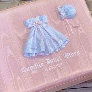 Large Baby Keepsake Box In Shantung With Swiss Batiste Dress With Flowers
