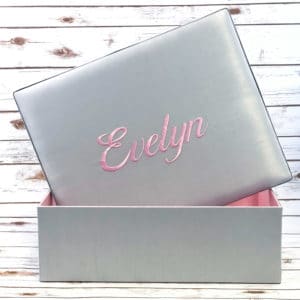 Large Baby Keepsake Box in Gray Shantung