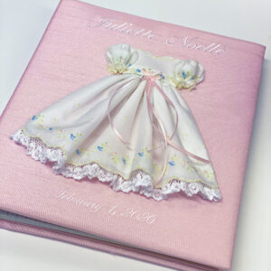 Large Ring Bound Photo Album in Shantung with Swiss Batiste Dress with Flowers