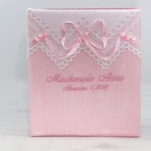 Large-Baby-Photo-Album-AR11-37B-Pink-Moire-Ballantines-Font-Baby-Pink-Thread