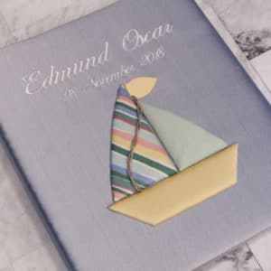 Large Ring Bound Photo Album In Silk With Pastel Sailboats