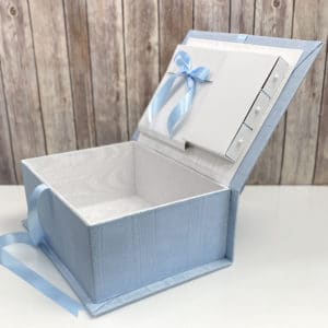 Medium Baby Keepsake Box In Moiré With Swiss Batiste Knickers
