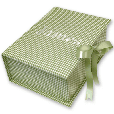 Medium Baby Keepsake Box In Gingham Cotton