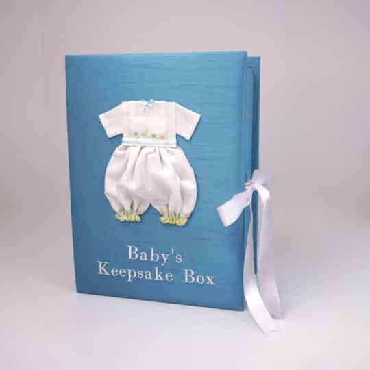 Medium Baby Keepsake Box in Shantung with Swiss Batiste Knickers with Flowers