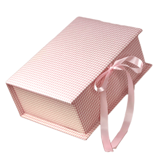 Medium Baby Keepsake Box In Pink Gingham Cotton