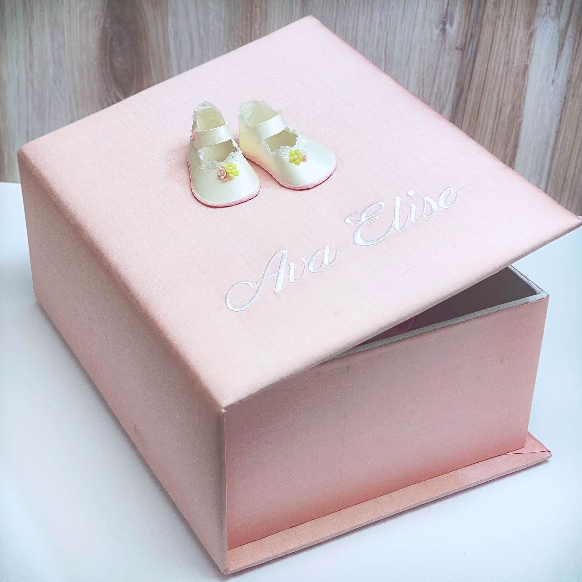 2 Pink Baby Girl Keepsake Boxes Filled with Baby Gifts Baby Gift Set 