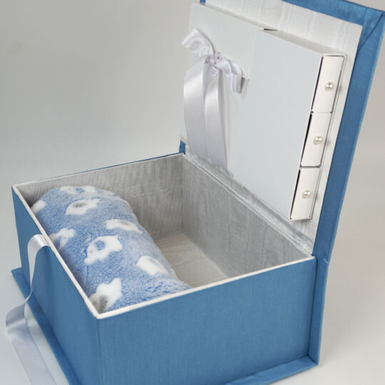 Medium Baby Keepsake Box In Shantung With Airplane