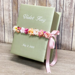 Medium Hardbound Photo Album In Silk With Flower Garland