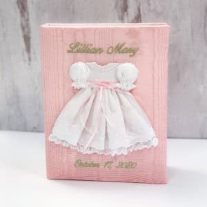 Medium Hardbound Photo Album In Moiré With Swiss Batiste Dress