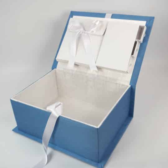 Medium Baby Keepsake Box in Shantung with Swiss Batiste Knickers with Flowers