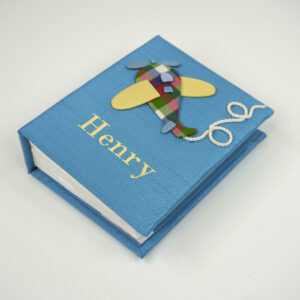 Small Hardbound Photo Album In Shantung With Airplane