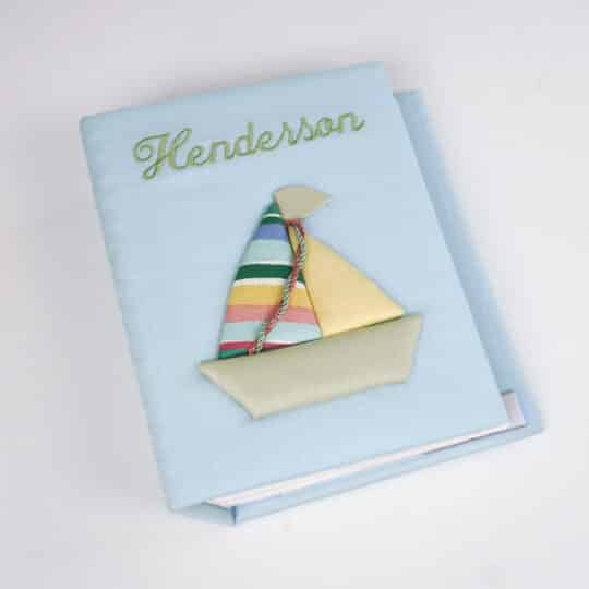 Small Hardbound Photo Album in Cotton with Pastel Sailboat