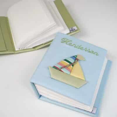 Small Hardbound Photo Album in Cotton with Pastel Sailboat