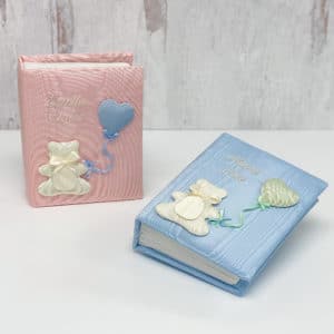 Small Hardbound Photo Album In Moiré With Bear & Balloons