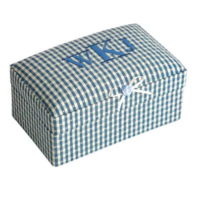 Small Baby Keepsake Box In Gingham Cotton