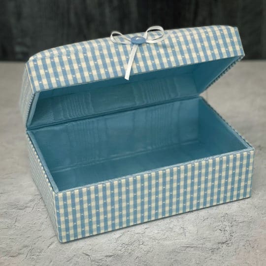 Small Baby Keepsake Box In Gingham Cotton