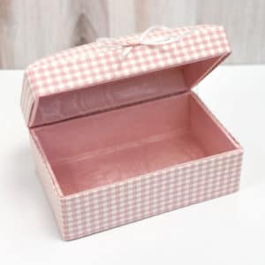 Small Baby Keepsake Box In Gingham Cotton