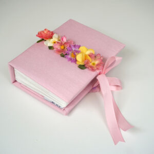Small Hardbound Photo Album in Shantung with Flower Garland