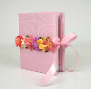 Small Hardbound Photo Album in Shantung with Flower Garland