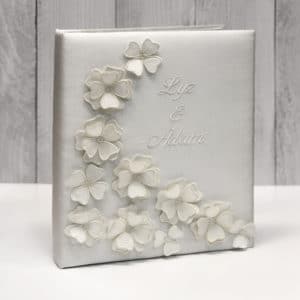 Wedding-Memory-Book-KWR-20-Candlelight-Silk-Flowers-Ballantines-Oyster-Thread