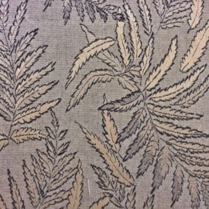 Fabric-Swatch-Brocade-Black-and-Taupe-Leaves-Brocade